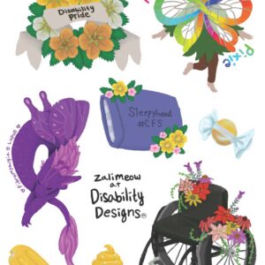 colorful sticker drawings of disabilities